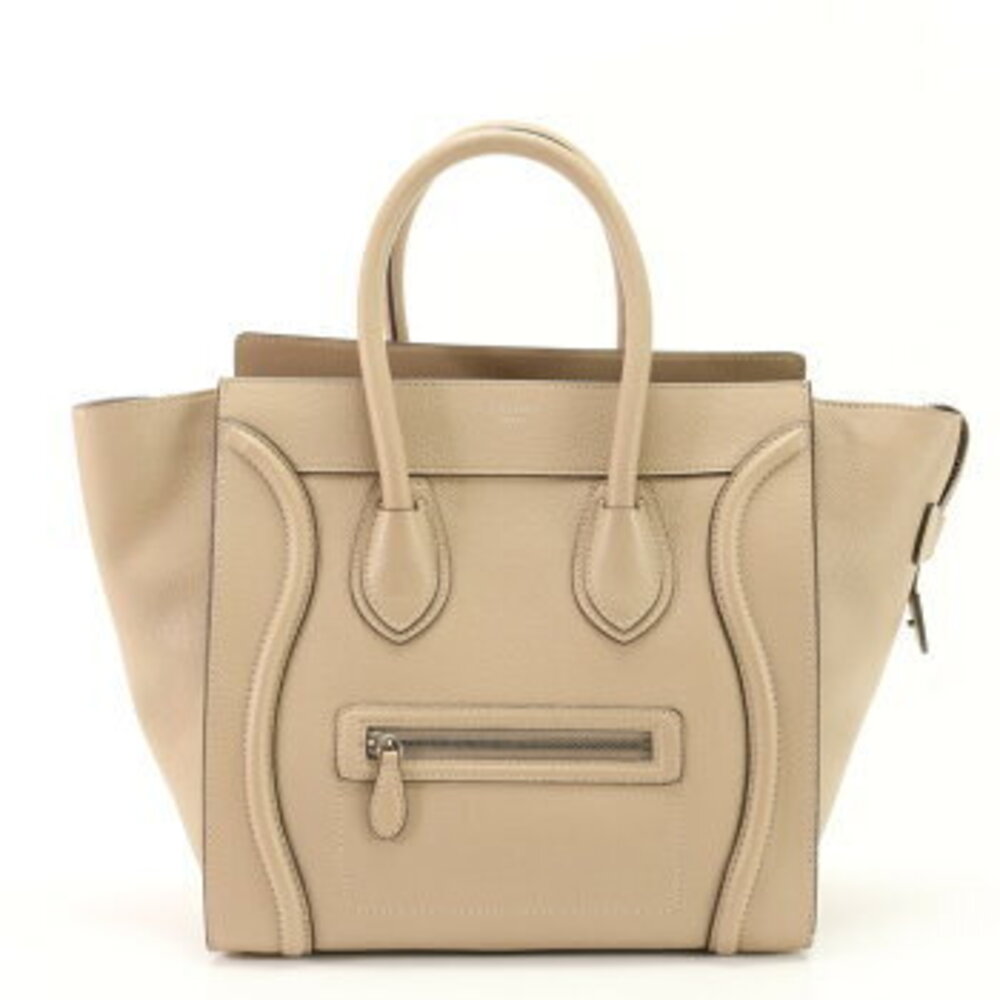 Celine Beige Luggage Handbag Leather Tote Shopper Tan - Picture 2 of 14